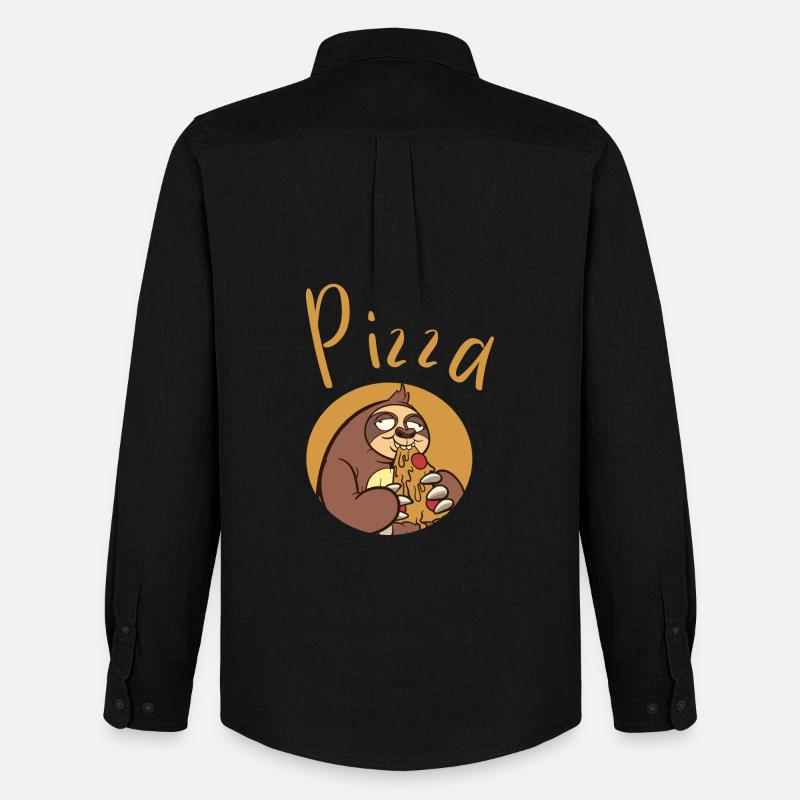 Lustiger Sloth mit Pizza - Männer Oxford Hemd von Stanley/Stella - Schwarz