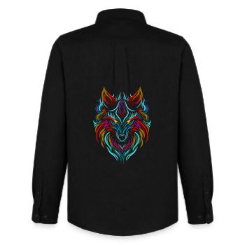 Wolf Tattoo Bunt - Männer Oxford Hemd von Stanley/Stella - Schwarz - Hinten - AI Model Male 185 dark (185cm)