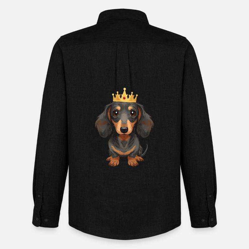 Kleiner Dackel mit Krone Cute Design - Männer Oxford Hemd von Stanley/Stella - Schwarz