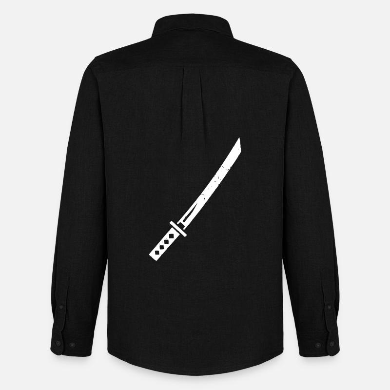 Katana Schwert Samurai Waffe Vektor - Männer Oxford Hemd von Stanley/Stella - Schwarz