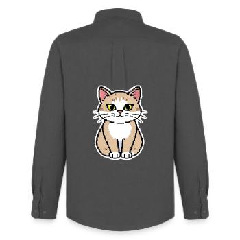 Katze Pixel Art - Männer Oxford Hemd von Stanley/Stella - Anthrazit - Hinten - AI Model Male 185 dark (185cm)