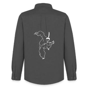 Combattant de kungfu - Chemise Oxford homme Stanley/Stella - charbon - Dos - AI Model Male 185 dark (185cm)