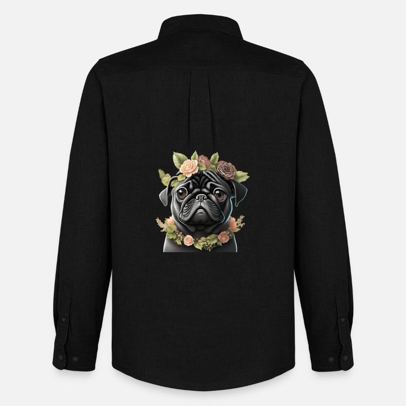 Mops mit Kranz - Männer Oxford Hemd von Stanley/Stella - Schwarz