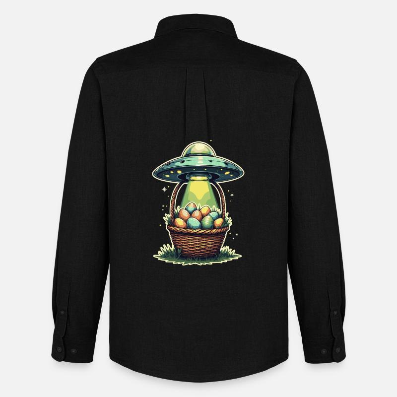 Alien Easter Egg Abduction Design - Men's Oxford Shirt by Stanley/Stella - black