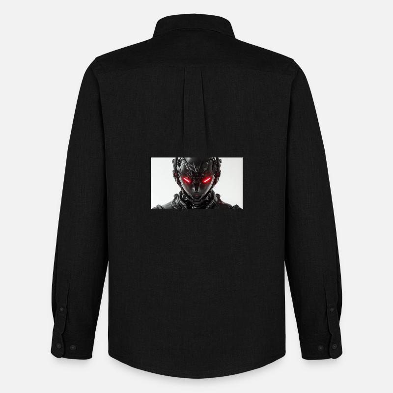 Futuristic robot with red glowing eyes - Men's Oxford Shirt by Stanley/Stella - black