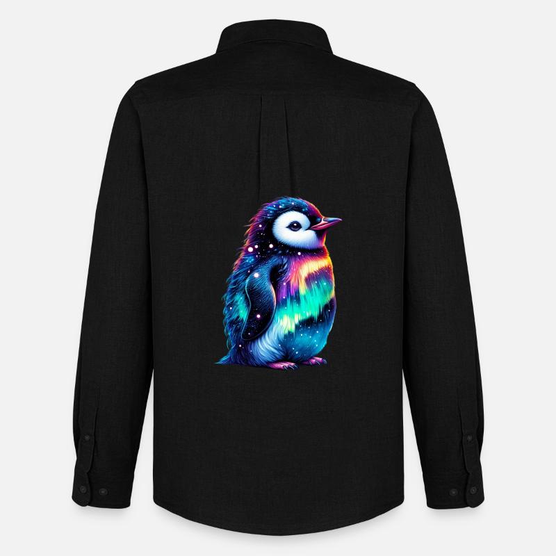 Aurora Borealis Pinguin - Männer Oxford Hemd von Stanley/Stella - Schwarz