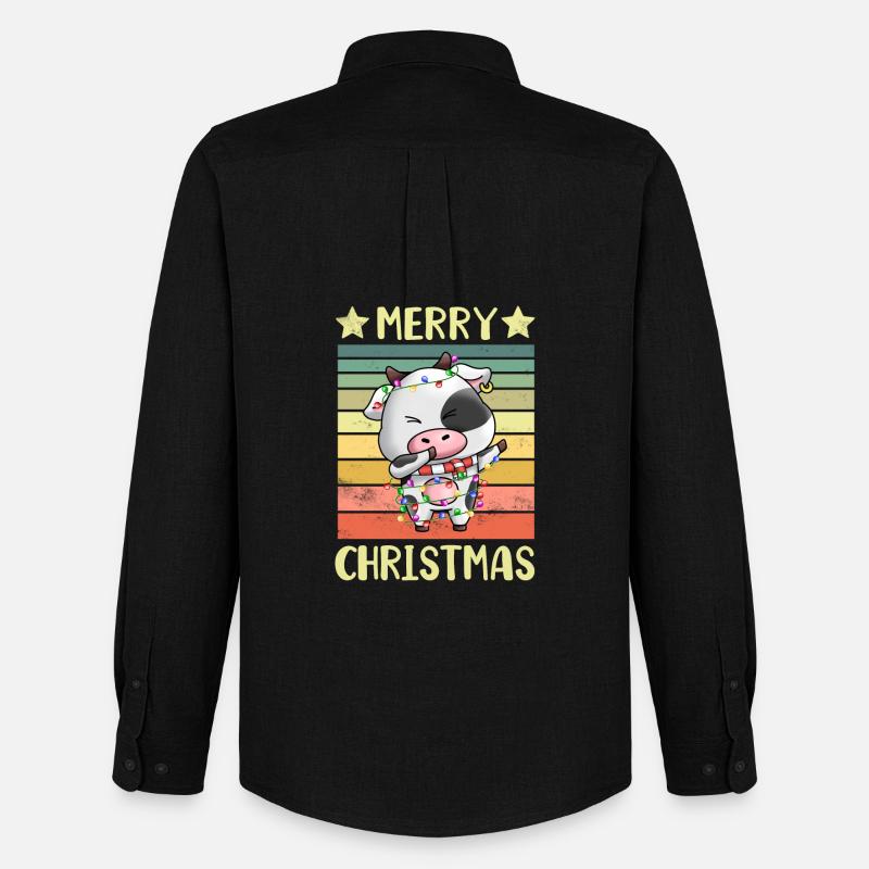 Frohe Weihnachten Kuh - Männer Oxford Hemd von Stanley/Stella - Schwarz