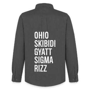 ohio skibidi gyatt sigma rizz - Chemise Oxford homme Stanley/Stella - charbon - Dos - AI Model Male 185 dark (185cm)