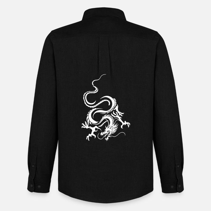 Weißer Drache Komplizierte Grafik - Männer Oxford Hemd von Stanley/Stella - Schwarz
