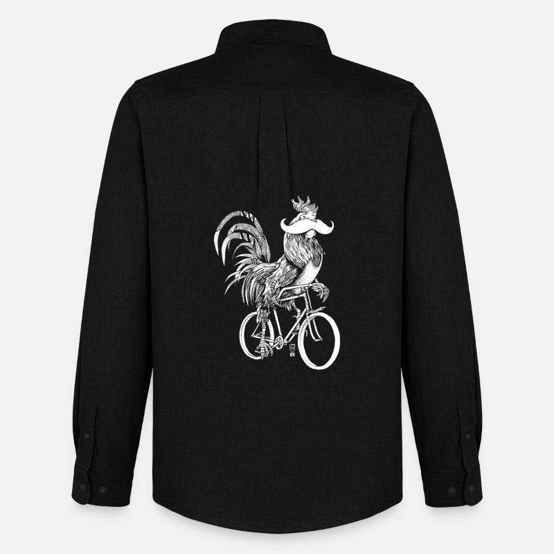Rooster & Bicycles - weiße Version - Männer Oxford Hemd von Stanley/Stella - Schwarz