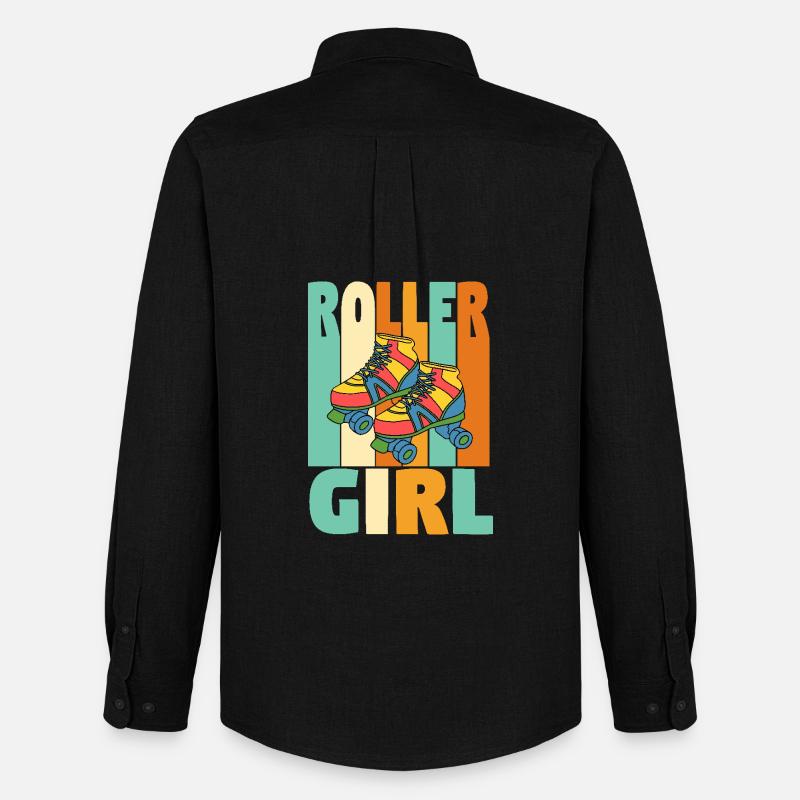 Retro Roller Mädchen - Männer Oxford Hemd von Stanley/Stella - Schwarz