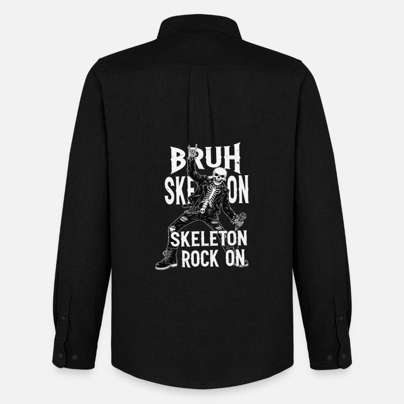 Skelett Rock Leder Punk - Männer Oxford Hemd von Stanley/Stella - Schwarz