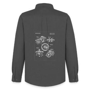 Vintage Gearwork Blueprint - Men's Oxford Shirt by Stanley/Stella - anthracite - Back - AI Model Male 185 dark (185cm)