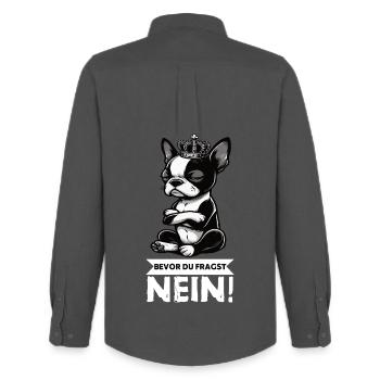 Avant de demander Boston Boston Boston Terrier Bostie Bosti - Chemise Oxford homme Stanley/Stella - charbon - Dos - AI Model Male 185 dark (185cm)