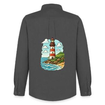 Phare sur le sentier côtier - Chemise Oxford homme Stanley/Stella - charbon - Dos - AI Model Male 185 dark (185cm)