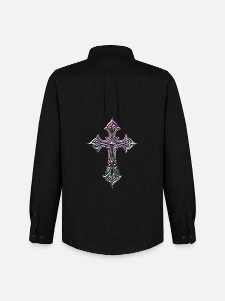 Iridescent Filigree Cross - Men's Oxford Shirt by Stanley/Stella - black