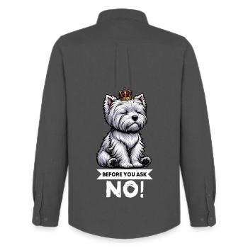 Before You Ask West highland terrier Westie - Men's Oxford Shirt by Stanley/Stella - anthracite - Back - AI Model Male 185 dark (185cm)