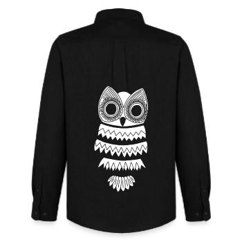 The White Owl - Men's Oxford Shirt by Stanley/Stella - black - Back - AI Model Male 185 dark (185cm)
