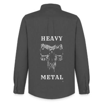 Skull Heavy Metal - Chemise Oxford homme Stanley/Stella - charbon - Dos - AI Model Male 185 dark (185cm)