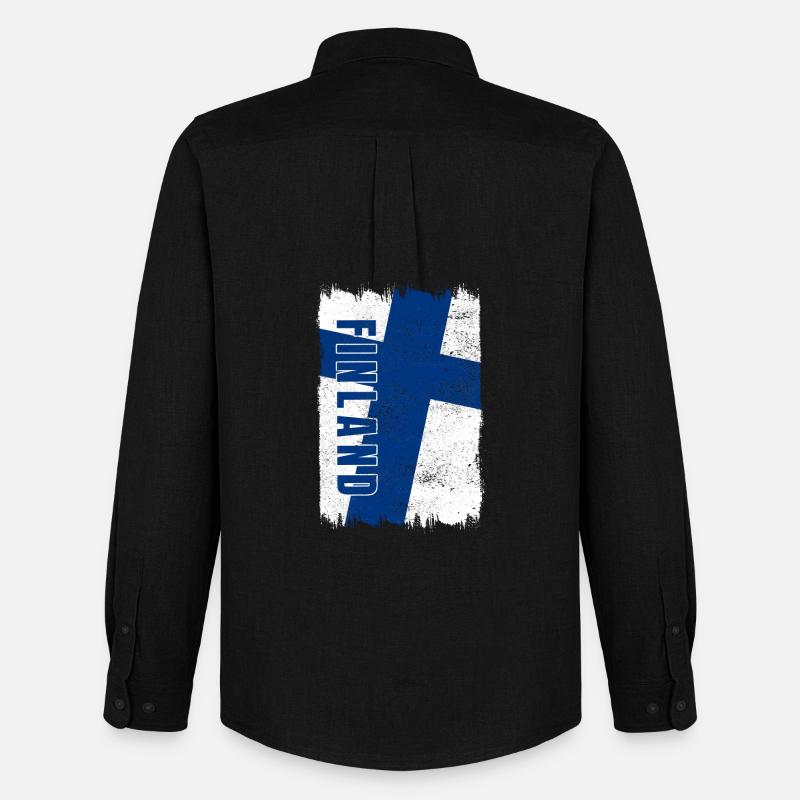Finnland Flagge - Männer Oxford Hemd von Stanley/Stella - Schwarz