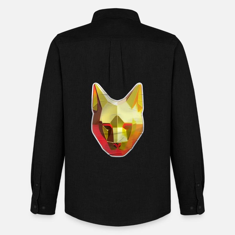 Katze Polygon in Gold - Männer Oxford Hemd von Stanley/Stella - Schwarz