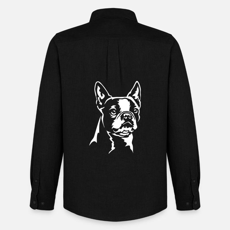 Boston Terrier Kopf "Black Edition" - Männer Oxford Hemd von Stanley/Stella - Schwarz