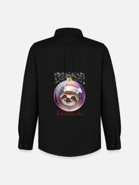 Frohe Weihnachten Weihnachtsoutfit Faultier - Männer Oxford Hemd von Stanley/Stella - Schwarz