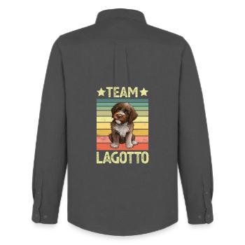 Dog Lagotto Romagnolo - Men's Oxford Shirt by Stanley/Stella - anthracite - Back - AI Model Male 185 dark (185cm)