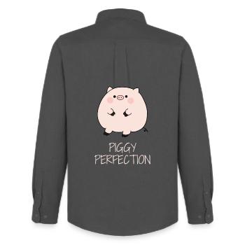 Niedliches kleines Schweinchen - Männer Oxford Hemd von Stanley/Stella - Anthrazit - Hinten - AI Model Male 185 dark (185cm)