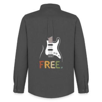 Guitare électrique rétro Free Music Design - Chemise Oxford homme Stanley/Stella - charbon - Dos - AI Model Male 185 dark (185cm)