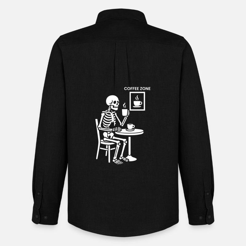 Skelett-Kaffee-Zone - Männer Oxford Hemd von Stanley/Stella - Schwarz