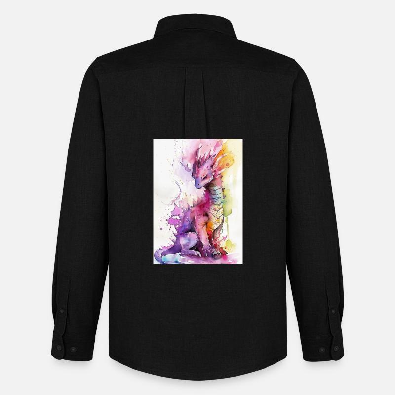 Regenbogen Aquarell Drache - Männer Oxford Hemd von Stanley/Stella - Schwarz