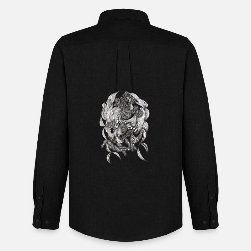 Schwarzweiß Flora Muster - Männer Oxford Hemd von Stanley/Stella - Schwarz