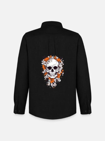 Skull with flowers - Men's Oxford Shirt by Stanley/Stella - black
