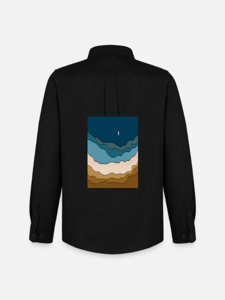 Abstraktes Strand-Design - Surfboard im Ozean - Männer Oxford Hemd von Stanley/Stella - Schwarz