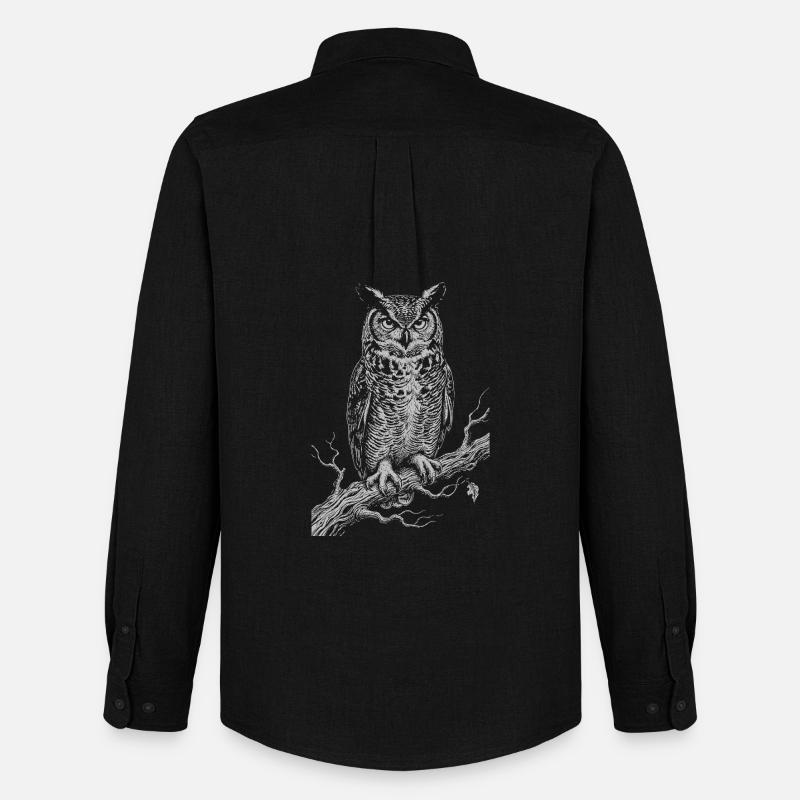 Silhouette di gufo su un ramo illuminato dalla luna - Stanley/Stella Camicia Oxford uomo - nero
