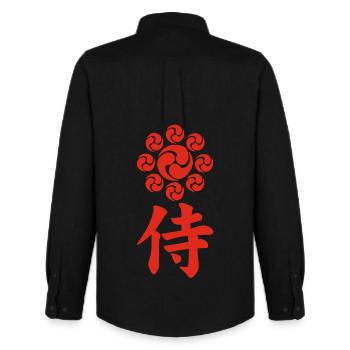Samurai-Emblem des Uesugi-Clans (rot) - Männer Oxford Hemd von Stanley/Stella - Schwarz - Hinten - AI Model Male 185 dark (185cm)