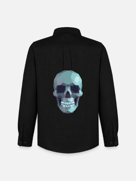 Low Poly Blue Skull – Geometrisch-Gotik-Stil - Männer Oxford Hemd von Stanley/Stella - Schwarz