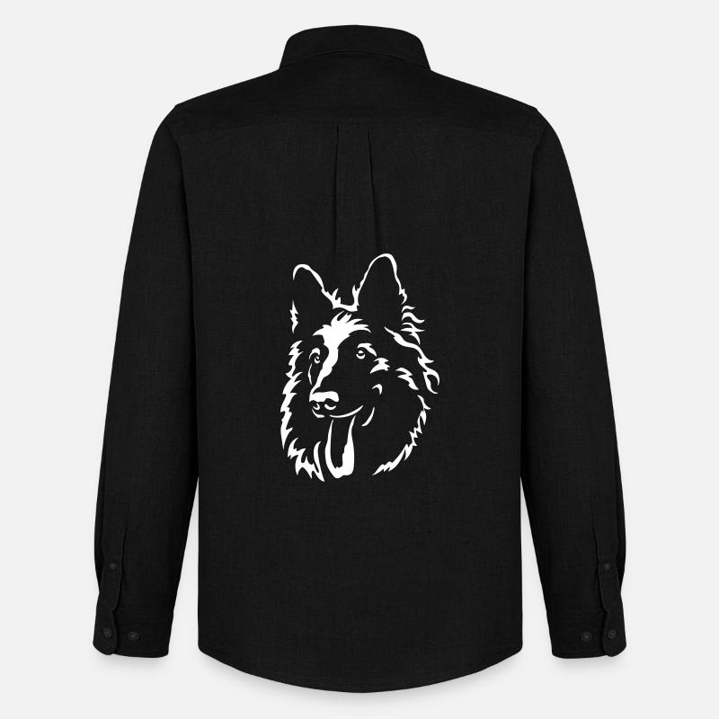 Schweizer Schäferhund Kopf "Black Edition" - Männer Oxford Hemd von Stanley/Stella - Schwarz