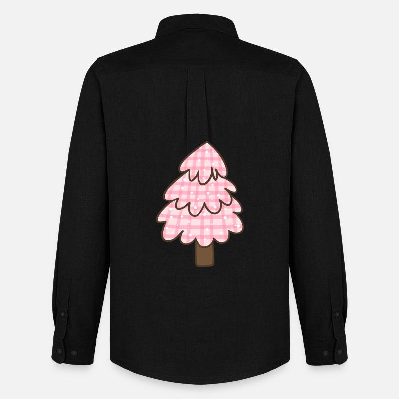 Rosa Weihnachtsbaum – Süßes Karo Weihnachten  - Männer Oxford Hemd von Stanley/Stella - Schwarz