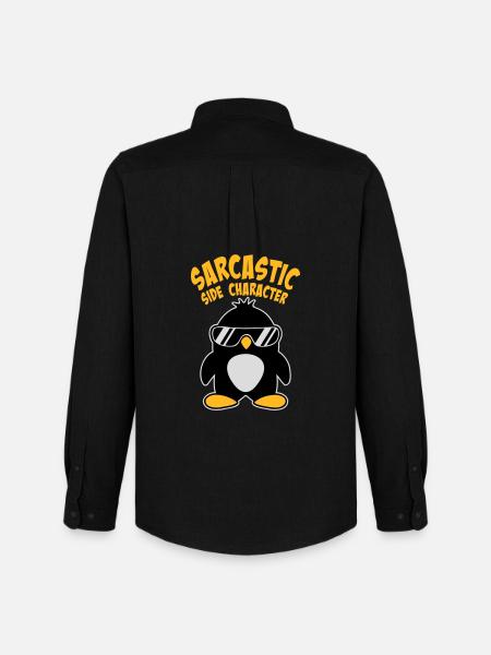 Penguin Sarcastic Side Character Sunglasses Logo - Men's Oxford Shirt by Stanley/Stella - black