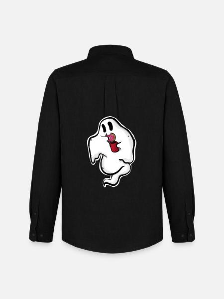Ghost with donut and cup - Men's Oxford Shirt by Stanley/Stella - black