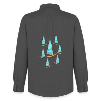 Windsurfing - Men's Oxford Shirt by Stanley/Stella - anthracite - Back - AI Model Male 185 dark (185cm)
