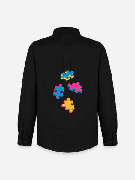 four puzzle pieces - Men's Oxford Shirt by Stanley/Stella - black