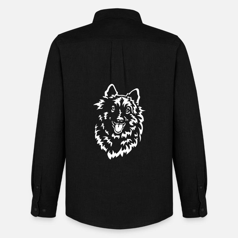 Wolfsspitz Kopf "Black Edition" - Männer Oxford Hemd von Stanley/Stella - Schwarz