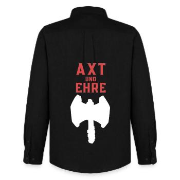 Axt und Ehre - Männer Oxford Hemd von Stanley/Stella - Schwarz - Hinten - AI Model Male 185 dark (185cm)