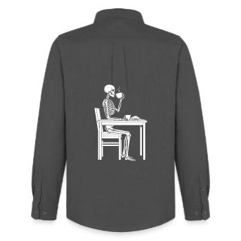 Skeleton Coffee Break - Men's Oxford Shirt by Stanley/Stella - anthracite - Back - AI Model Male 185 dark (185cm)