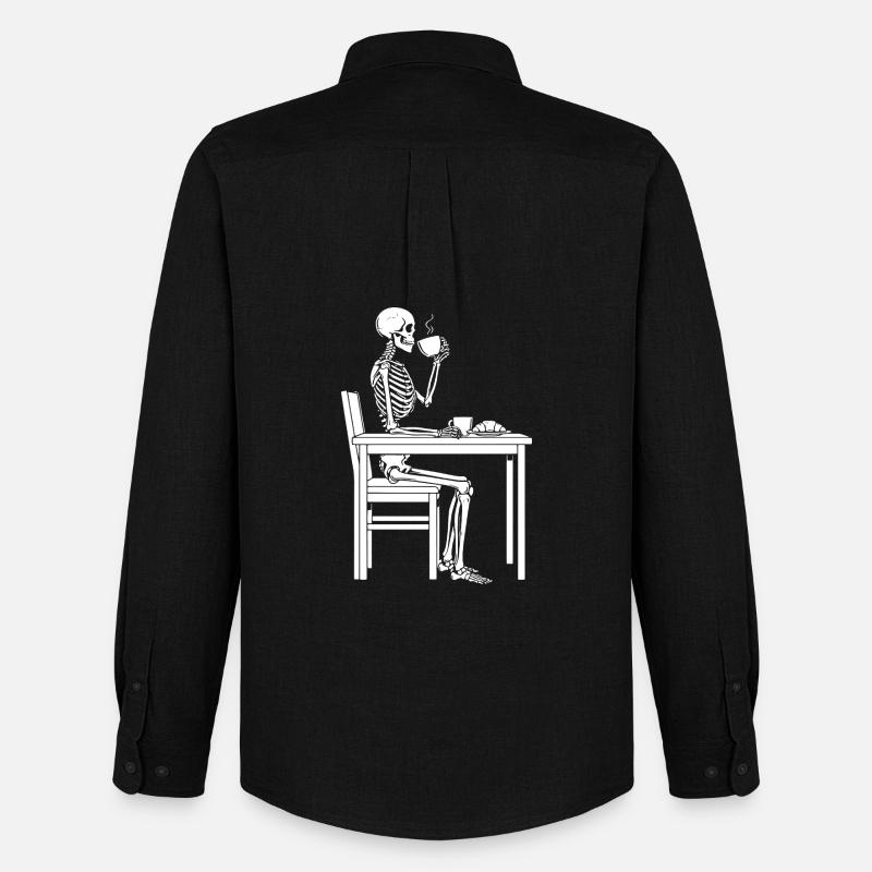 Skelett-Kaffeepause - Männer Oxford Hemd von Stanley/Stella - Schwarz