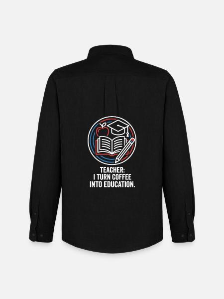 Teacher I Turn Coffee Into Education - Men's Oxford Shirt by Stanley/Stella - black