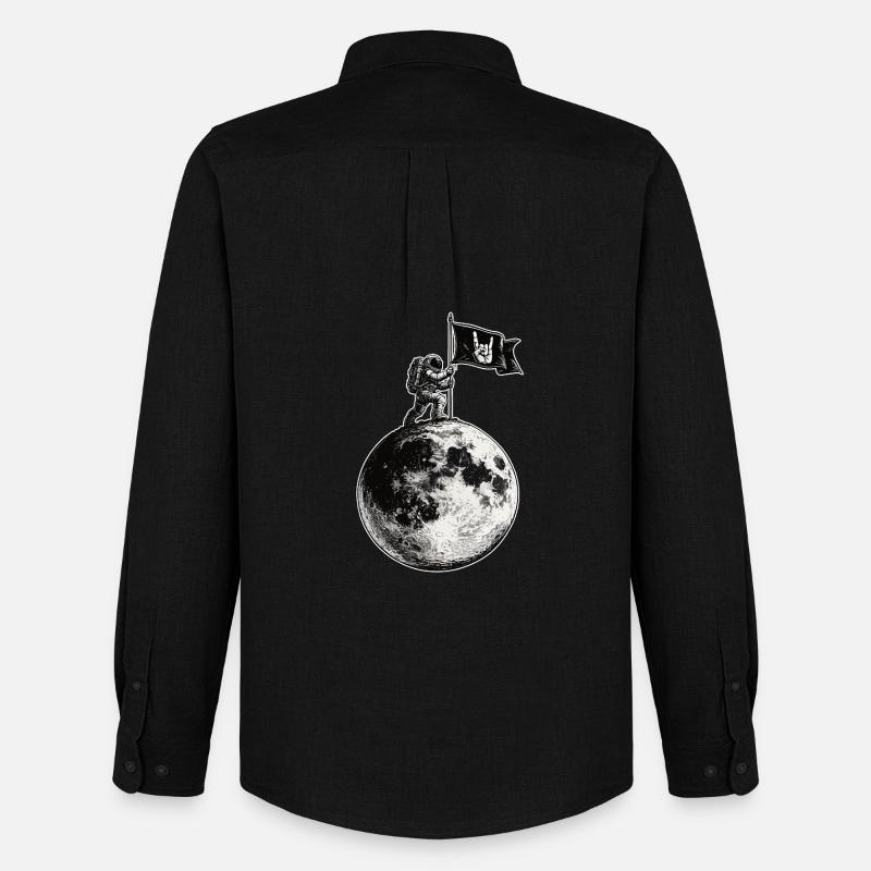 Mond mit Rockflagge - Männer Oxford Hemd von Stanley/Stella - Schwarz